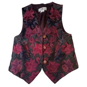 Peruvian connection Vest Women Size Small Red Embroidery